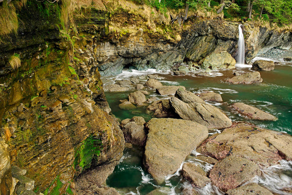 beautiful sombrio beach waterfall british columbia canada nature photograph by Shel Neufeld 