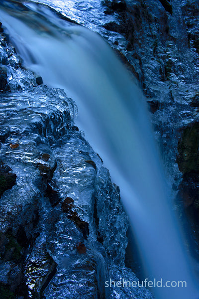 Icy Blue Waterfall, Roberts Creek, British Columbia, Canada by Shel Neufeld. LIMITED EDITION