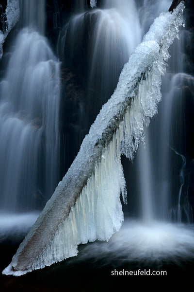 Winter waterfall photograph - Waterfall wall art prints by Shel Neufeld