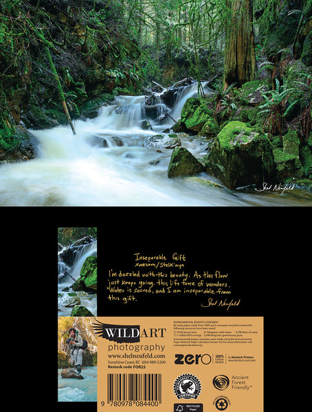 Clack Creek long time exposure waterfall photography greeting card by Shel Neufeld, West Coast photographer.
