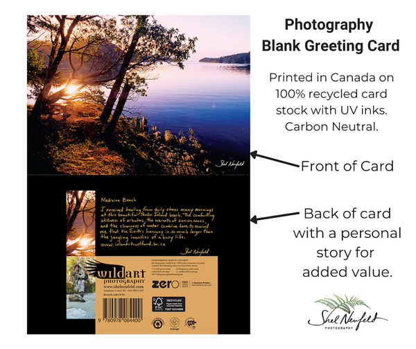 Coastal Landscape photography blank greeting card by Shel Neufeld. Printed in Canada on 100% recycled card stock with UV inks. 