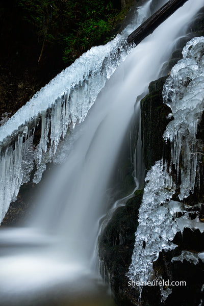 Waterfall and ice photography canvas print by Shel Neufeld - Canadian landscape photographer