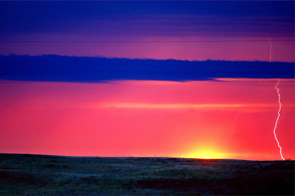 Lightning Photography with Saskatchewan Sunset Print for Home Decor by Shel Neufeld 